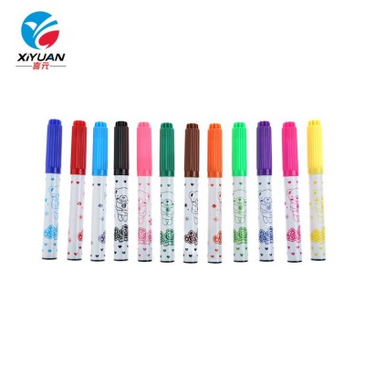 Children non-toxic cartoon felt tip plastic water marker 12 pcs airbrush watercolor pen